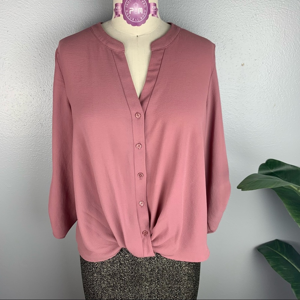 Women’s Button Up Tie Front Blouse Size Large